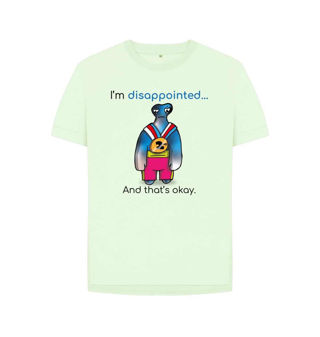 Pastel Green Disappointed Emotion Woman's Relaxed Organic Mental Health T-Shirt