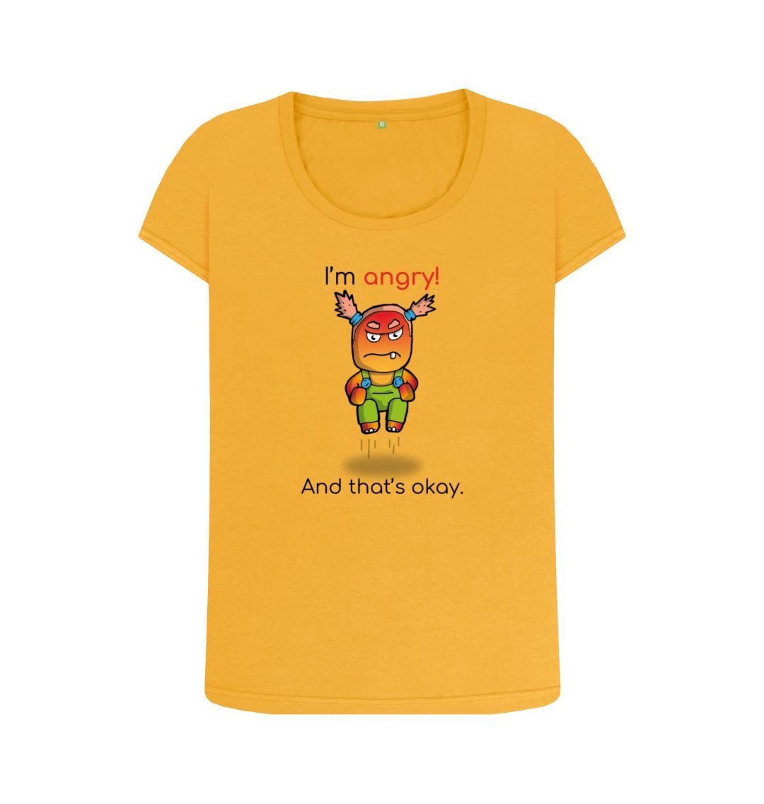 Mustard Angry Emotion Woman's Scoop Neck Organic Mental Health T-Shirt