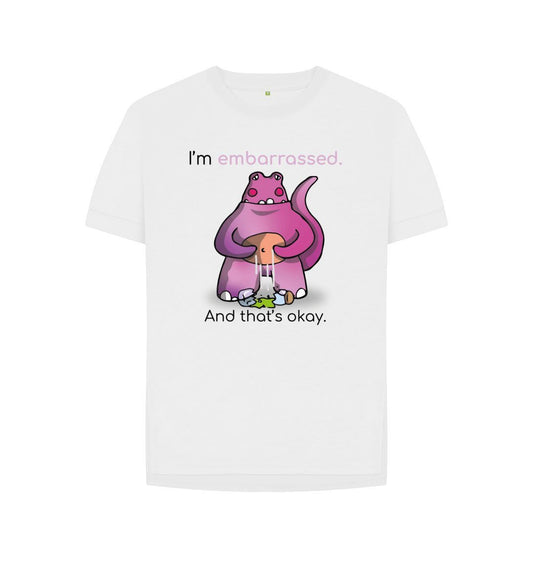 White Embarrassed Emotion Woman's Relaxed Organic Mental Health T-Shirt