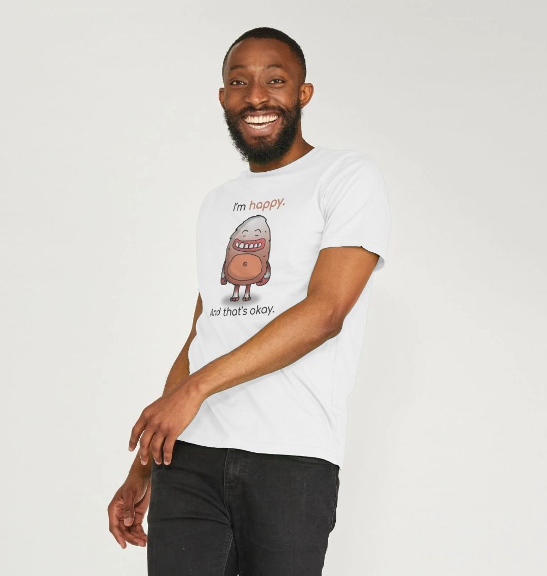 I'm Happy That's Okay Men's Mental Health Emotion T-Shirt Organic Cotton