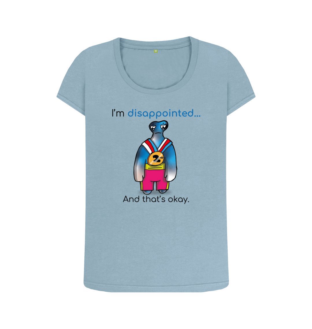 Stone Blue Disappointed Emotion Woman's Scoop Neck Organic Mental Health T-Shirt