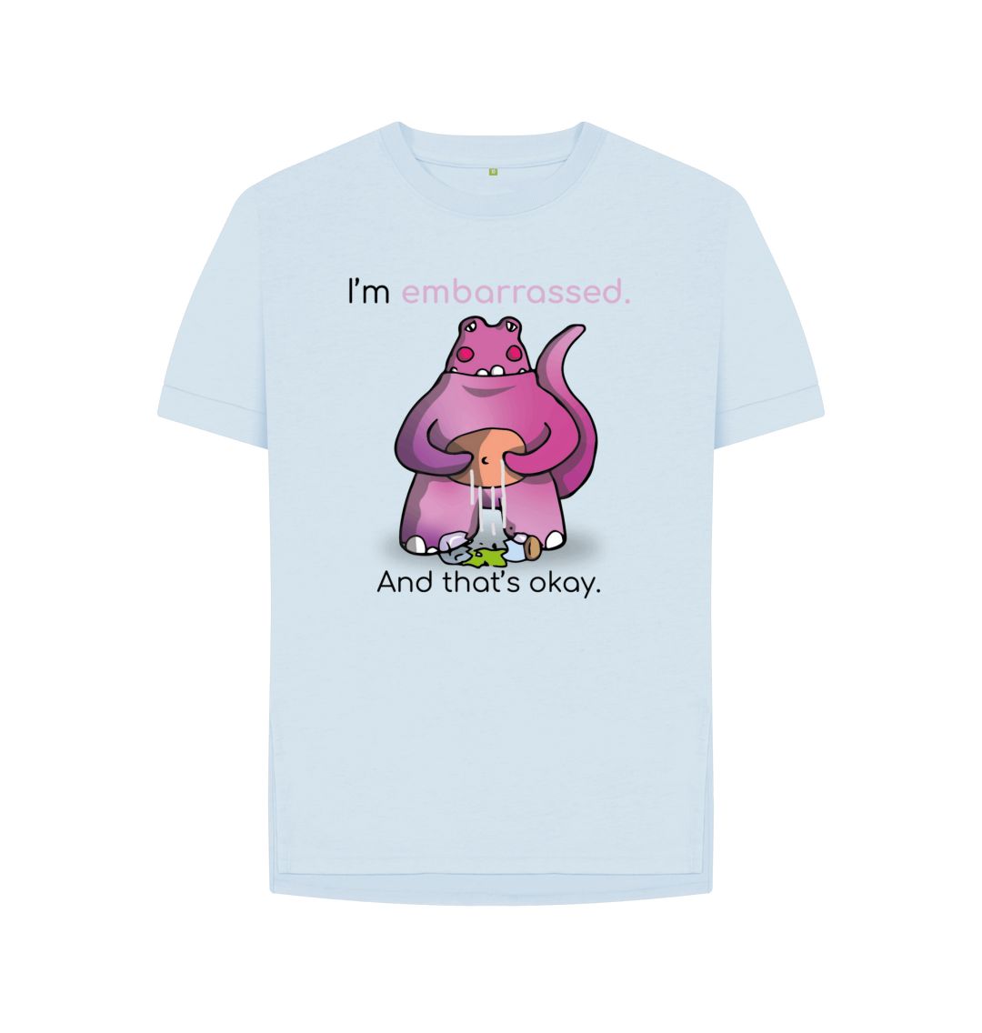 Sky Blue Embarrassed Emotion Woman's Relaxed Organic Mental Health T-Shirt