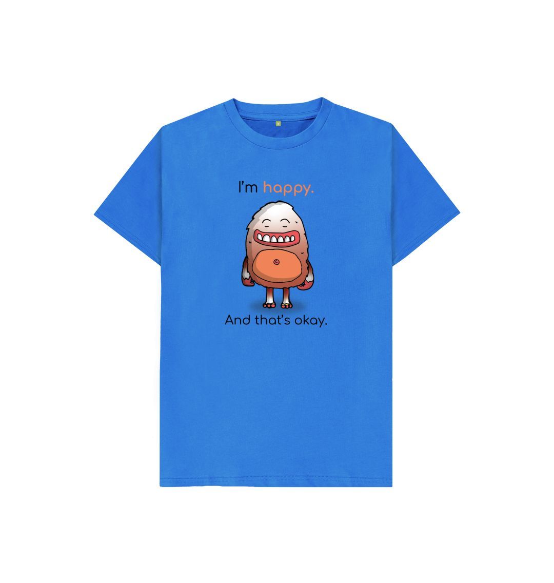Bright Blue Happy Emotion Children's Organic T-Shirt