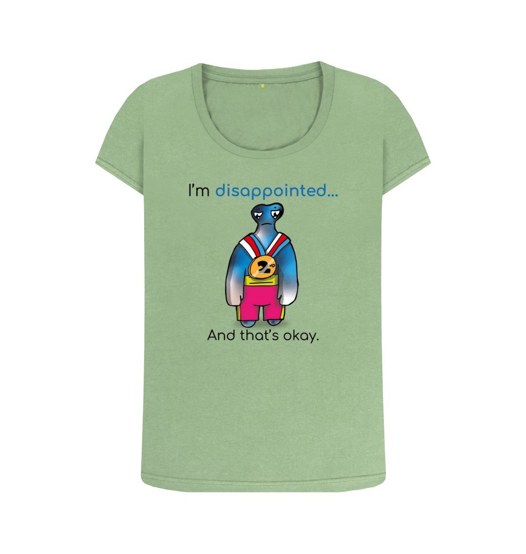 Sage Disappointed Emotion Woman's Scoop Neck Organic Mental Health T-Shirt