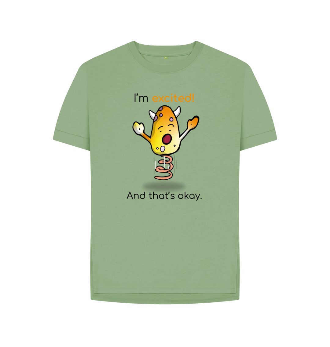 Sage Excited Emotion Woman's Relaxed Organic Mental Health T-Shirt