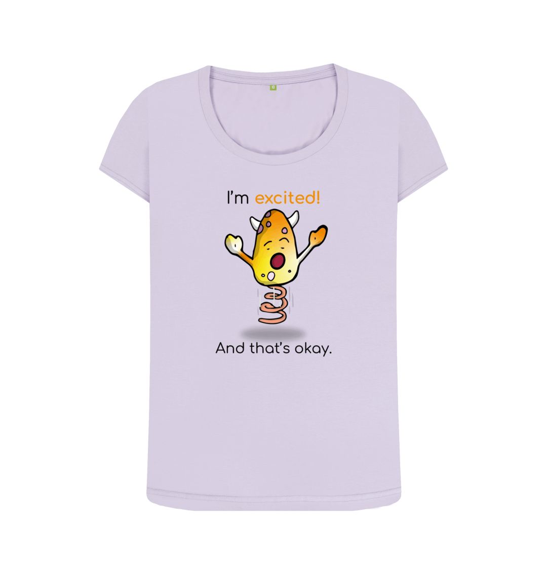 Violet Excited Emotion Woman's  Scoop Neck Organic Mental Health T-Shirt