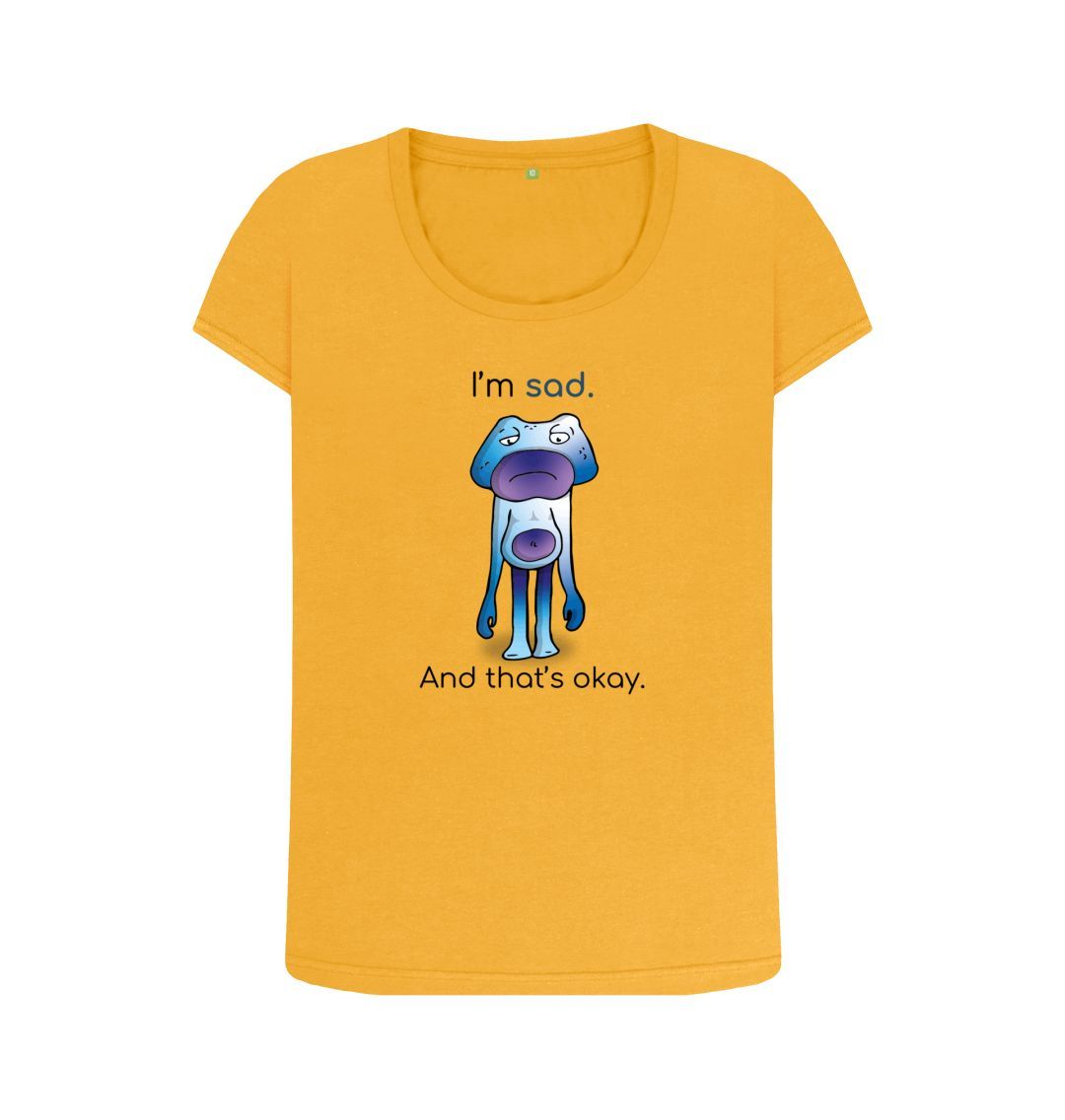 Mustard Sad Emotion Woman's Scoopneck Organic T-Shirt