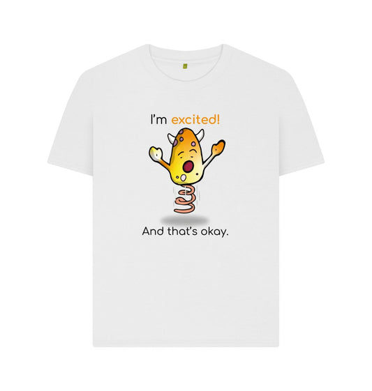 White Excited Emotion Woman's  Organic Mental Health T-Shirt