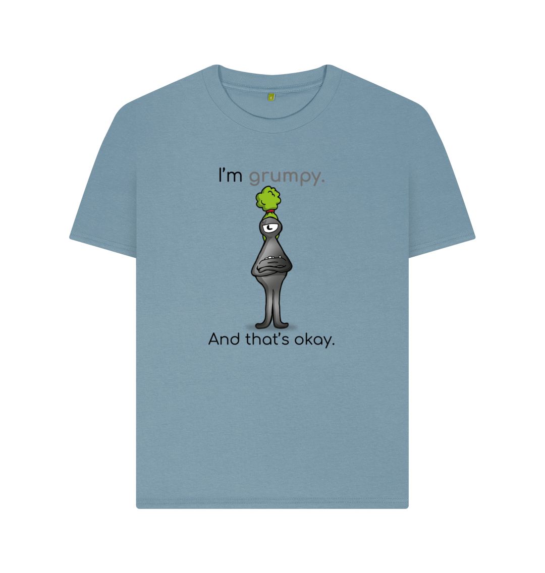 Stone Blue Grumpy Emotion Woman's Organic Mental Health T-Shirt