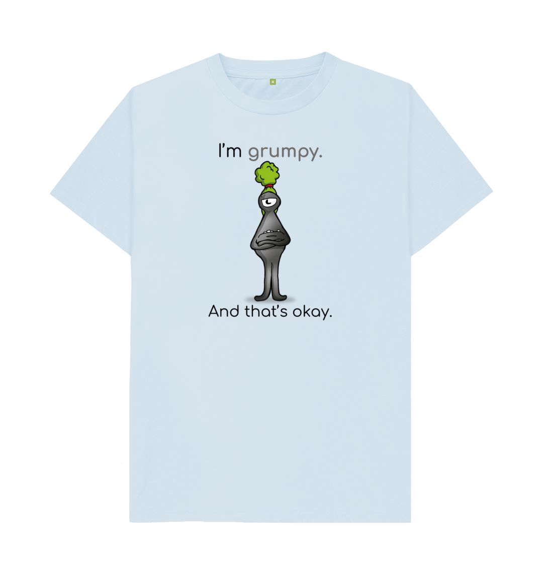 Sky Blue Grumpy Emotion Men's Organic Mental Health T-Shirt