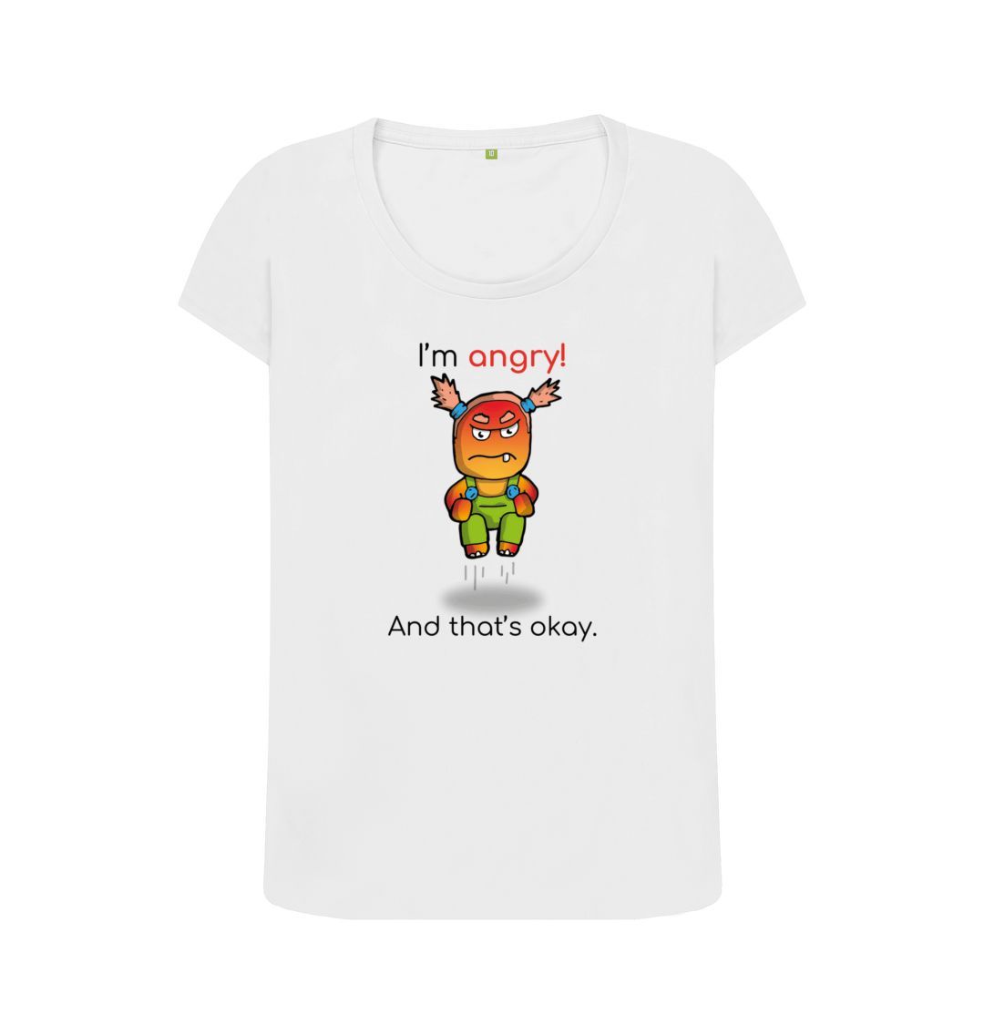 White Angry Emotion Woman's Scoop Neck Organic Mental Health T-Shirt