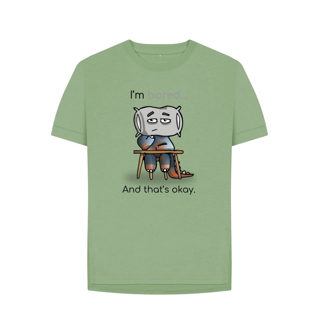 Sage Bored Emotion Woman's Relaxed Organic Mental Health T-Shirt