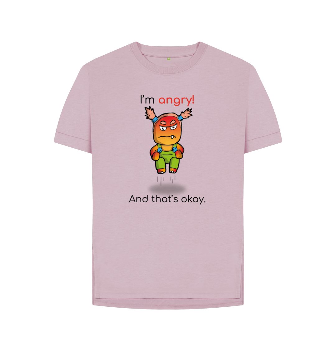Mauve Angry Emotion Woman's Relaxed Organic Mental Health T-Shirt