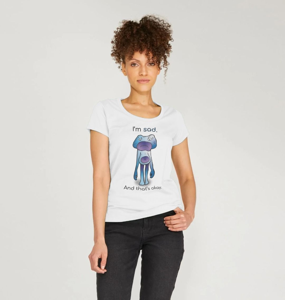 Sad Emotion Woman's Scoopneck Organic T-Shirt