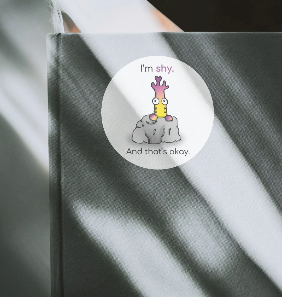 "I'm shy. And that's okay!" Round Children's Emotions Sticker 60mm x 60mm