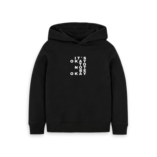 Black Printed Kids Hoodie Front
