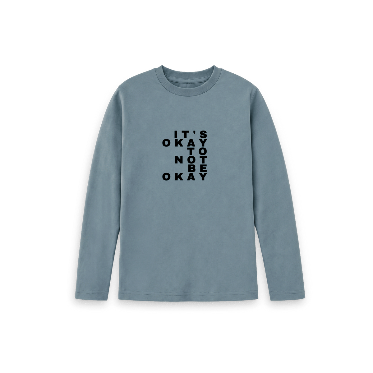 Stone Blue Printed Kids T-Shirt Front