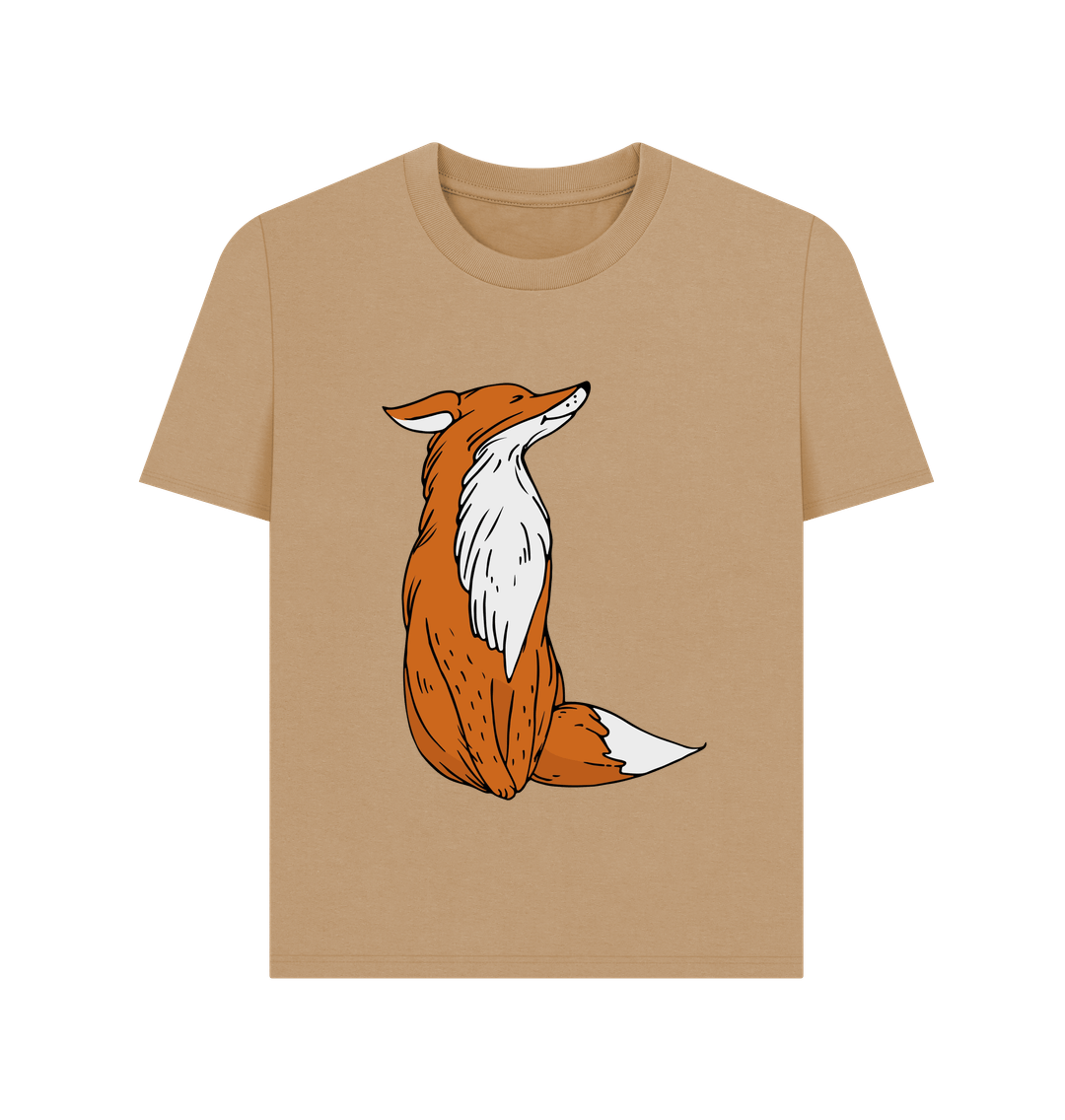 Sand Cartoon Fox Organic Cotton Women's T-Shirt