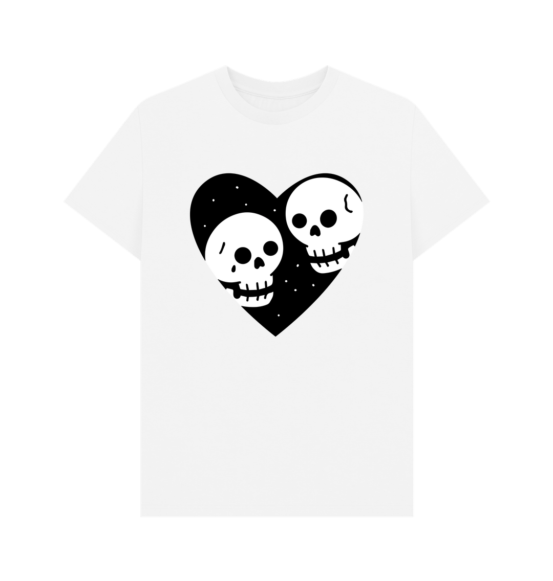 White Skeleton Heart Organic Cotton Cool T-Shirts for Men