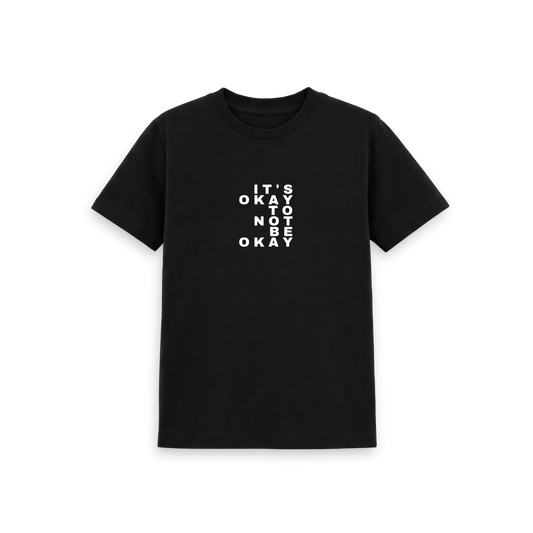 Black Printed Kids T-Shirt Front