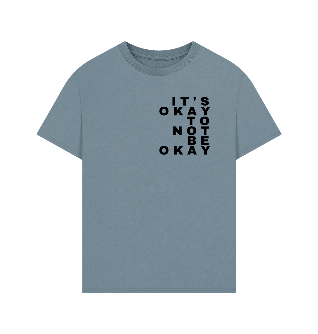 Stone Blue It's Okay to Not Be Okay Mental Health Organic Cotton Oversized T-Shirt Men's