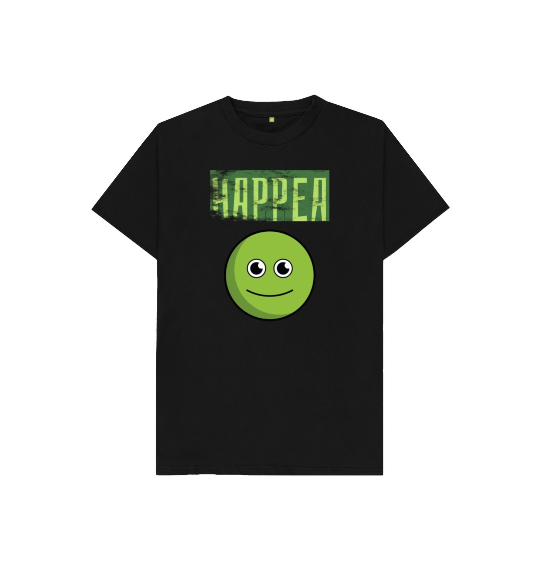 Black Organic Cotton Happea Mental Health Clothing Children's T-Shirt