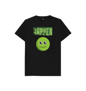 Black Organic Cotton Happea Mental Health Clothing Children's T-Shirt