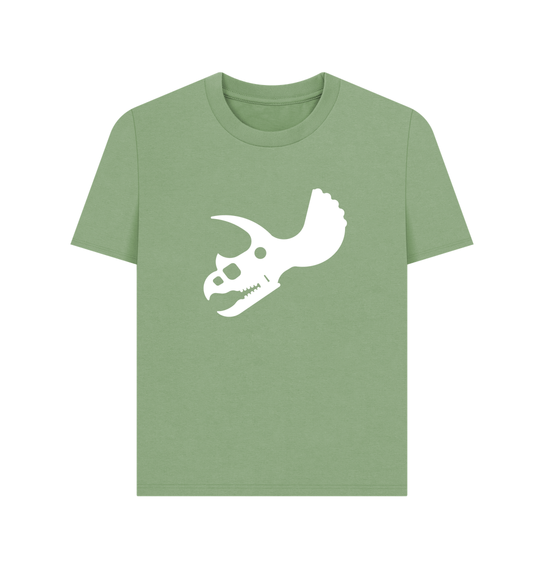 Sage Triceratops Skull Dinosaur Organic Cotton Women's T-Shirt