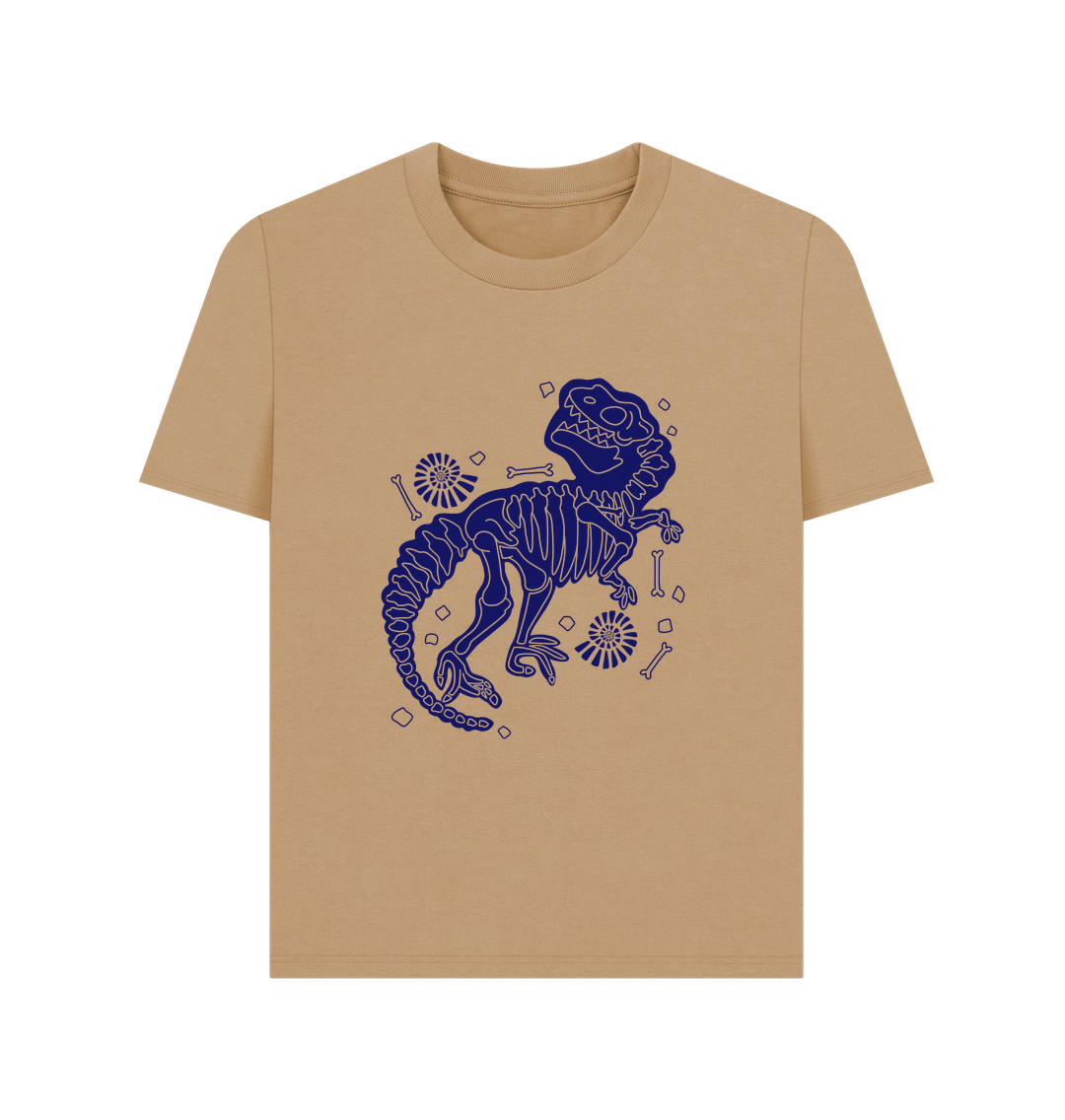 Sand Blue Skeleton Dinosaur Organic Cotton Women's T-Shirt