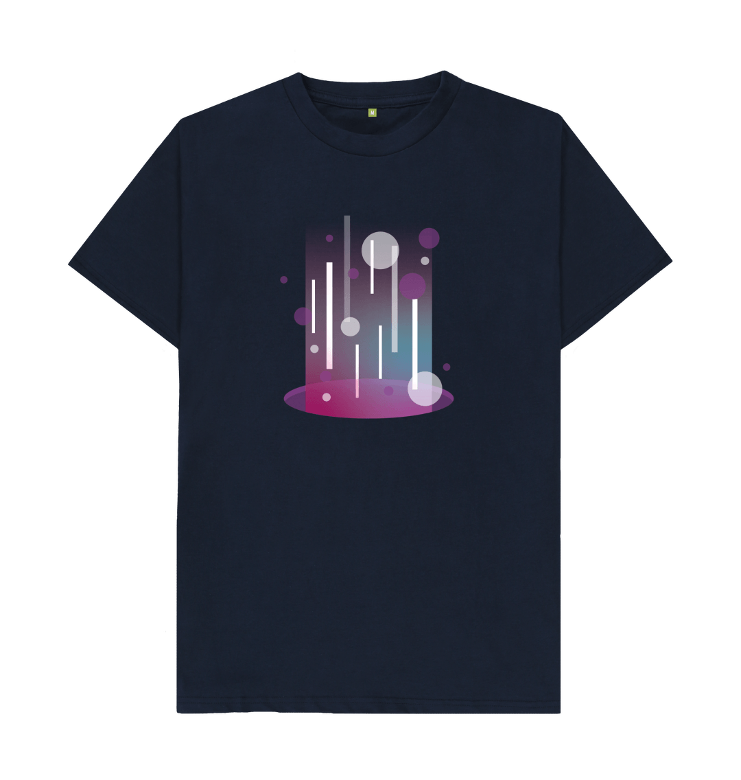 Navy Blue Organic Cotton Teleport Portal Pattern Men's T-Shirt