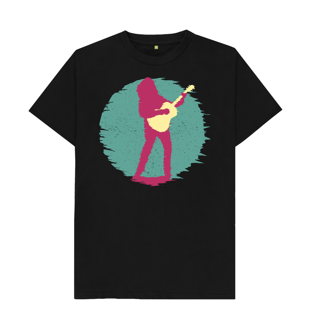 Black Organic Cotton Guitar Player Men's Mental Health T-Shirt