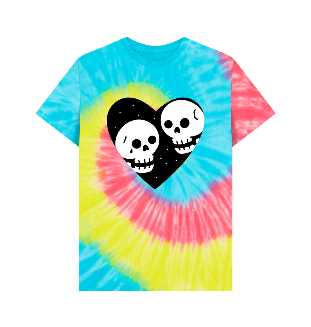 Tie Dye Skeleton Heart Organic Cotton Cool T-Shirts for Men