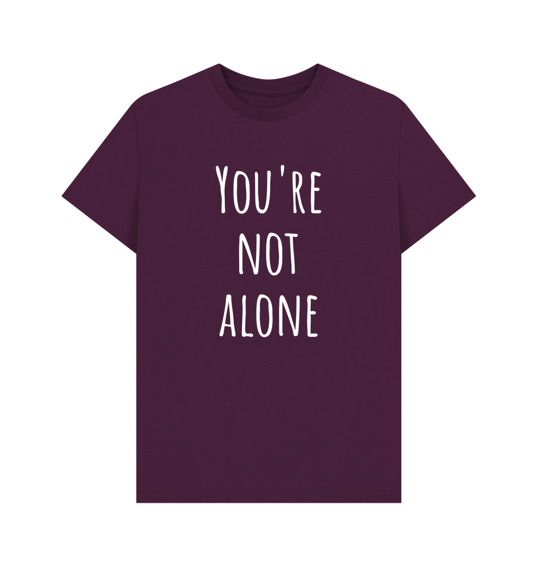 Purple You're Not Alone Organic Cotton Men's Mental Health T-Shirt