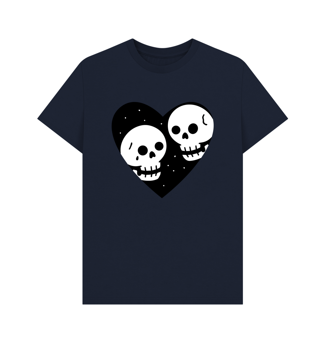 Navy Blue Skeleton Heart Organic Cotton Cool T-Shirts for Men