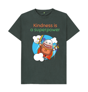 Dark Grey Organic Cotton Kindness is a Superpower Mental Health Men's T-Shirt