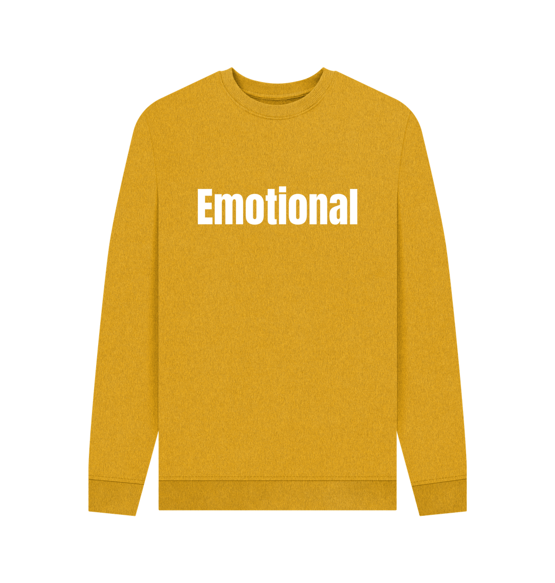 Sunflower Yellow Recycled Cotton Men's Mental Health Sweatshirt \"Emotional\"