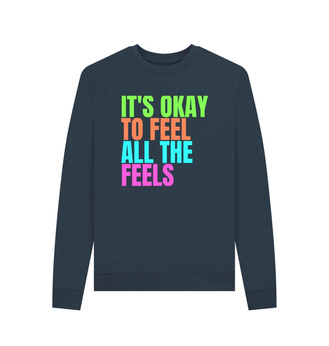 Navy Blue Printed Sweater Front