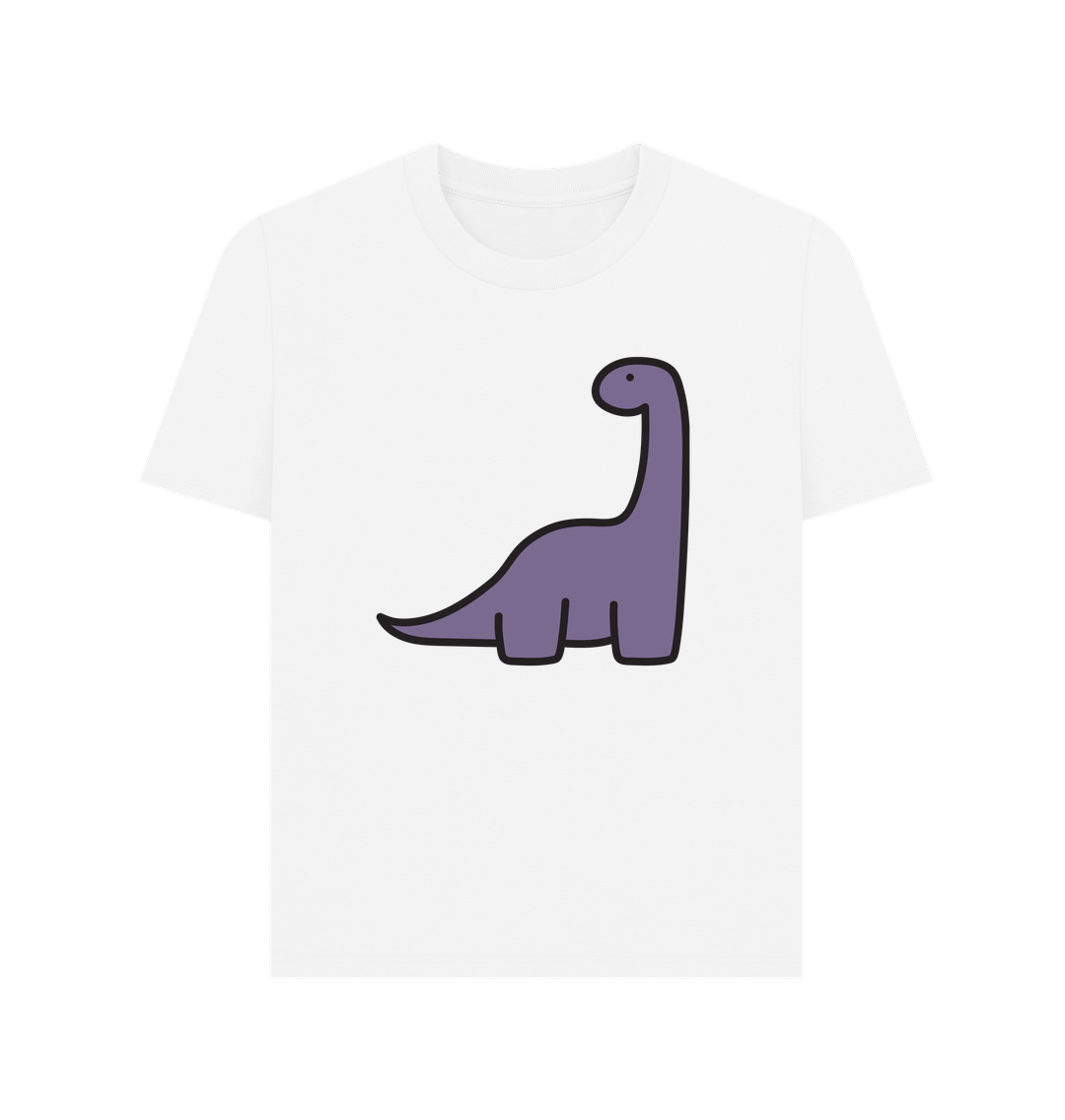 White Purple Dinosaur Organic Cotton Women's T-Shirt