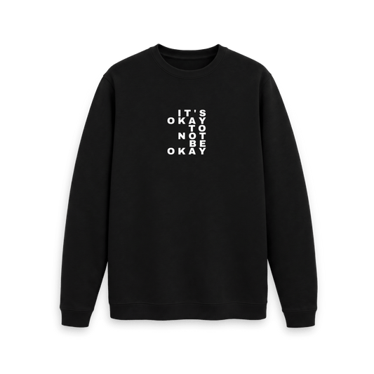 Black Recycled Printed Sweater Front