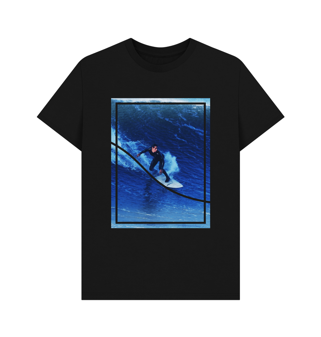 Black Organic Cotton Men's Photo Surf T-Shirt