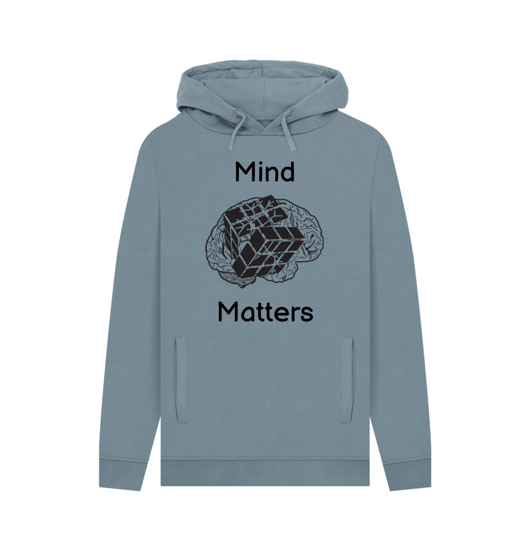 Stone Blue Mind Matters Men's Mental Health Organic Cotton Pullover Hoodie