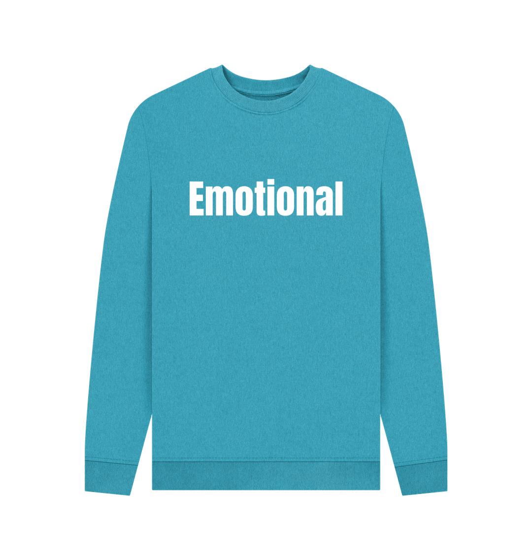 Ocean Blue Recycled Cotton Men's Mental Health Sweatshirt \"Emotional\"