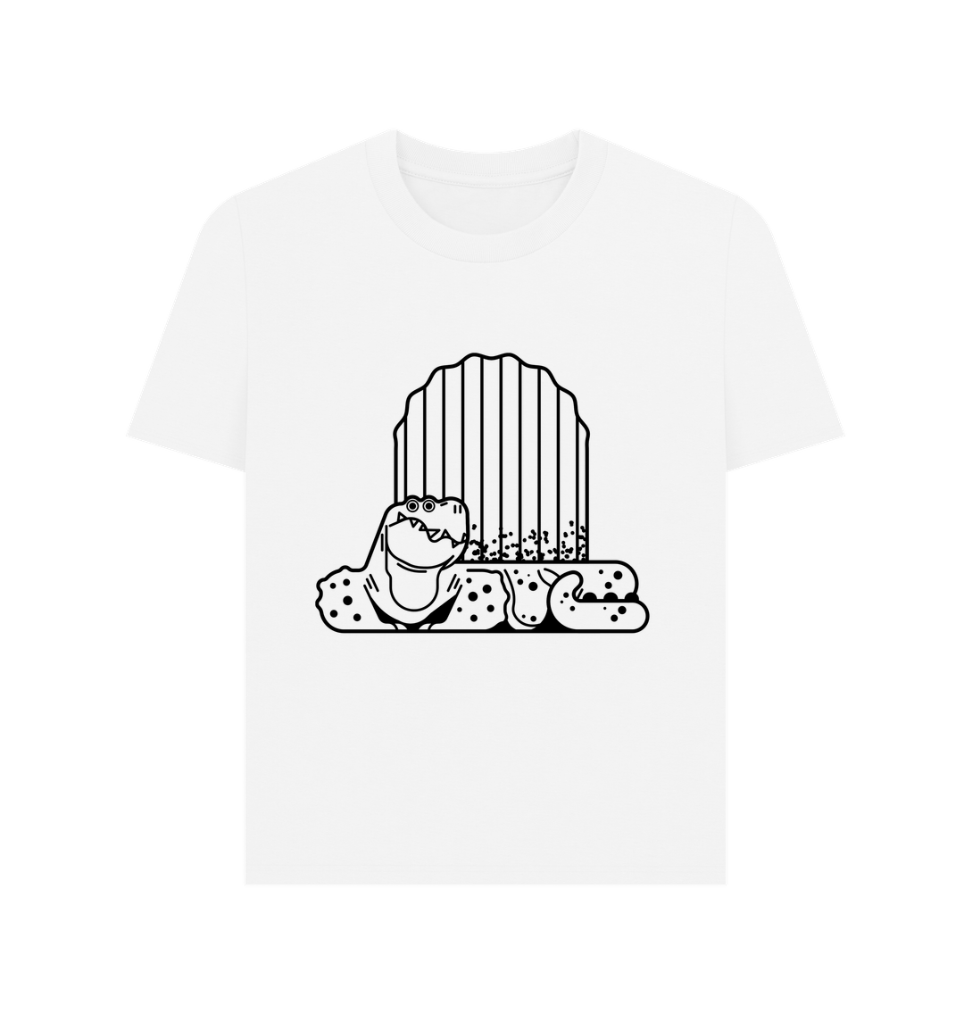 White Line Art Dinosaur Organic Cotton Women's T-Shirt