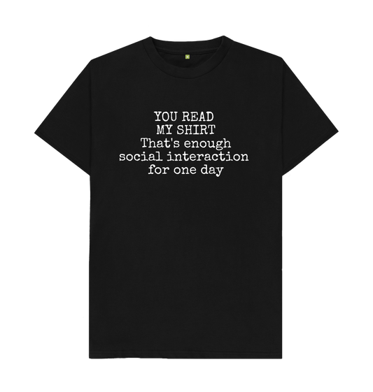 Black Organic Cotton Mental Health You Read My Shirt Men's T-shirt