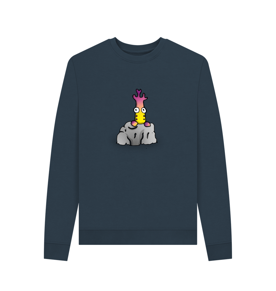 Navy Blue Printed Sweater Front