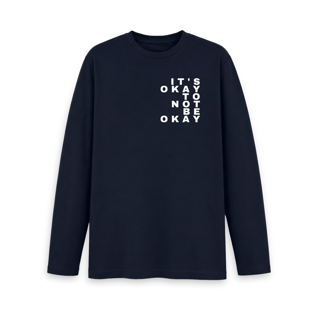 Navy Blue Printed Long Sleeve T Shirt Front