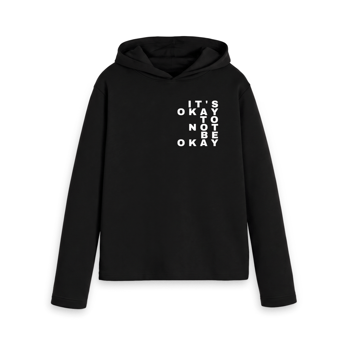 Black Printed Hoody Front