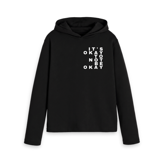 Black Printed Hoody Front