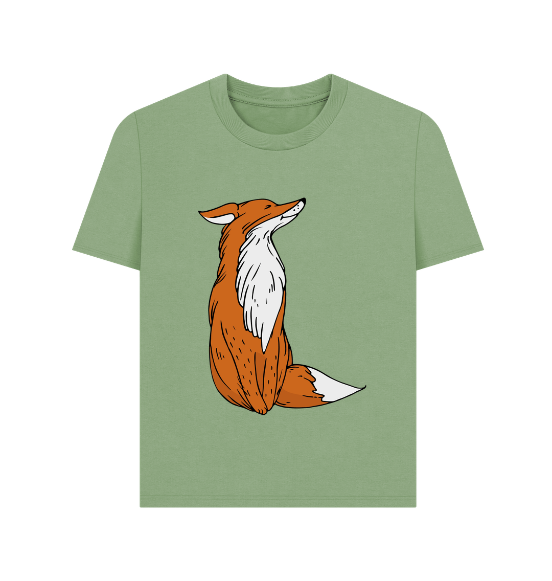 Sage Cartoon Fox Organic Cotton Women's T-Shirt