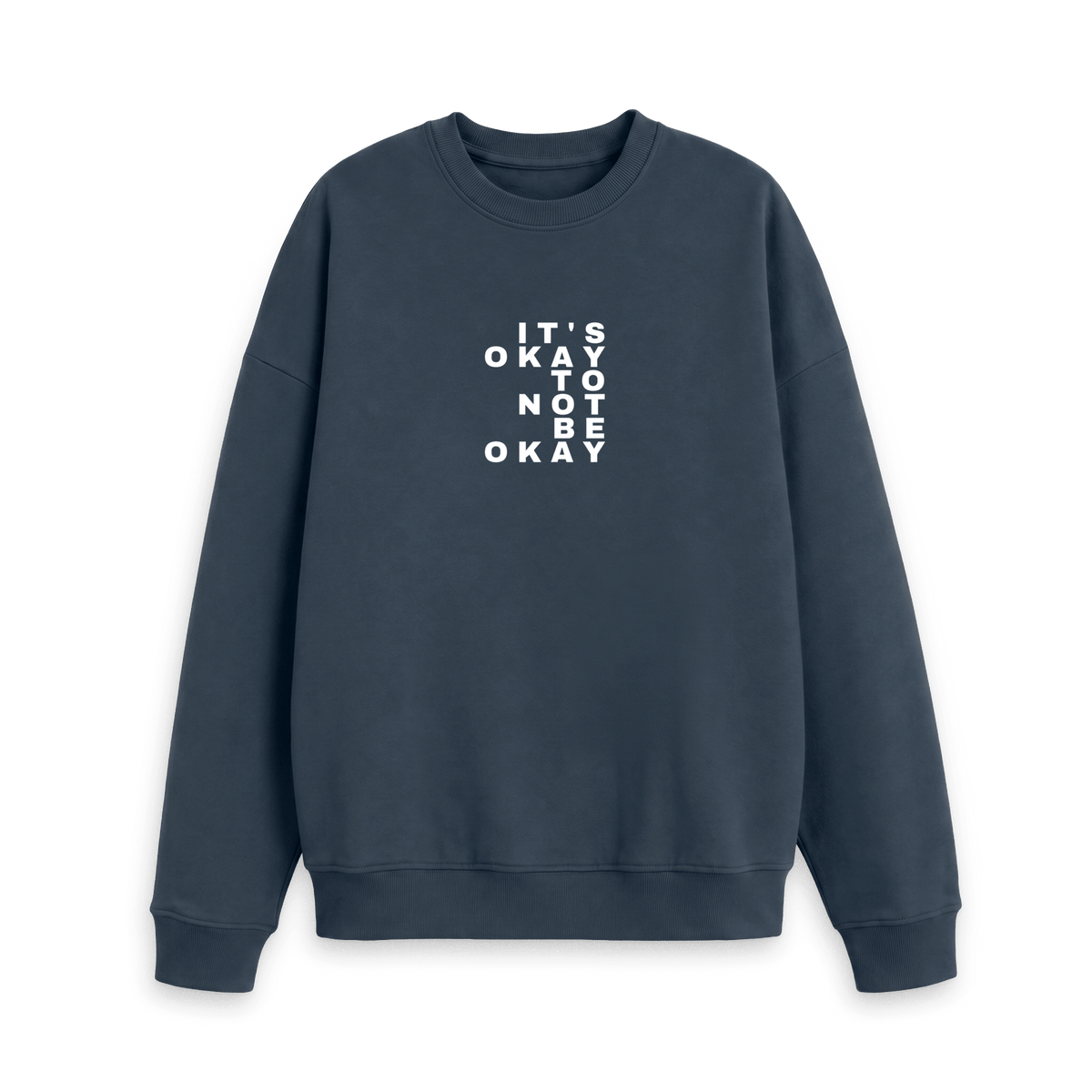 Navy Blue Printed Sweater Front